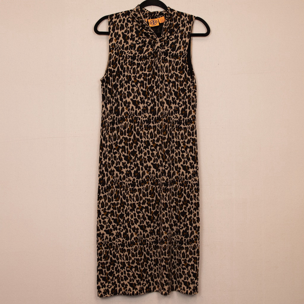 Tory Burch leopard print wool sleeveless midi dress-M